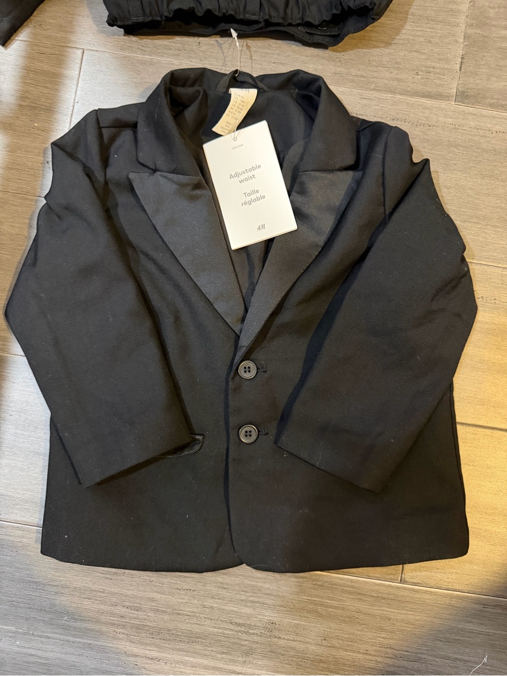 H&M Black Kids Blazer and Pants Set with Notch Lapel